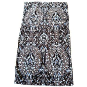 Vintage Bath Towel PERI 100% Cotton 70s Brown Blue Floral MCM Print 52" X 29"